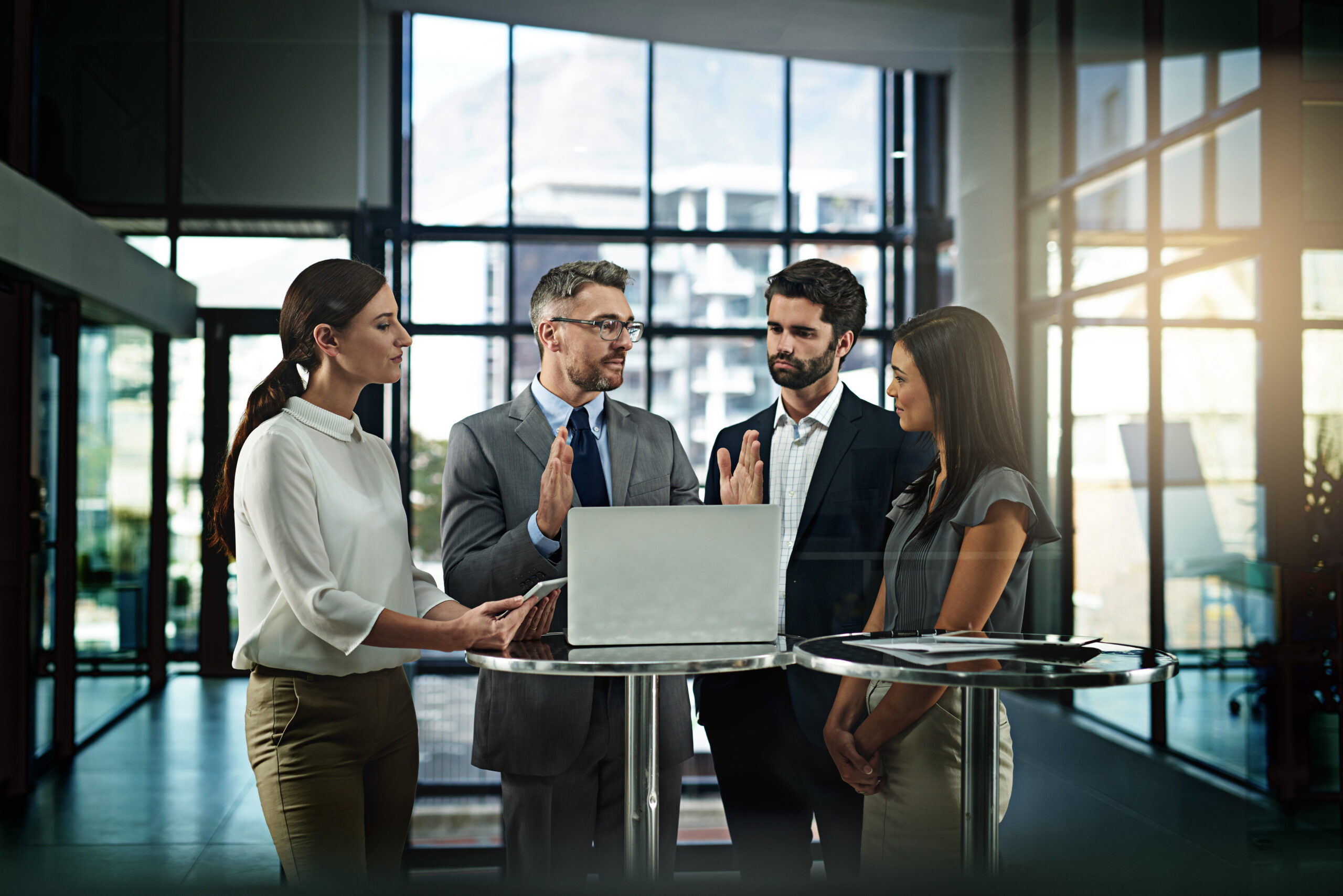 I think its time to expand. Shot of a group of businesspeople me Shot of a group of businesspeople meeting in the office.