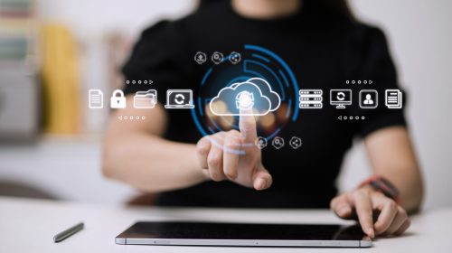 Cloud technology concept. Computing data storage. Software infra Cloud technology concept. Computing data storage. Software infrastructure.